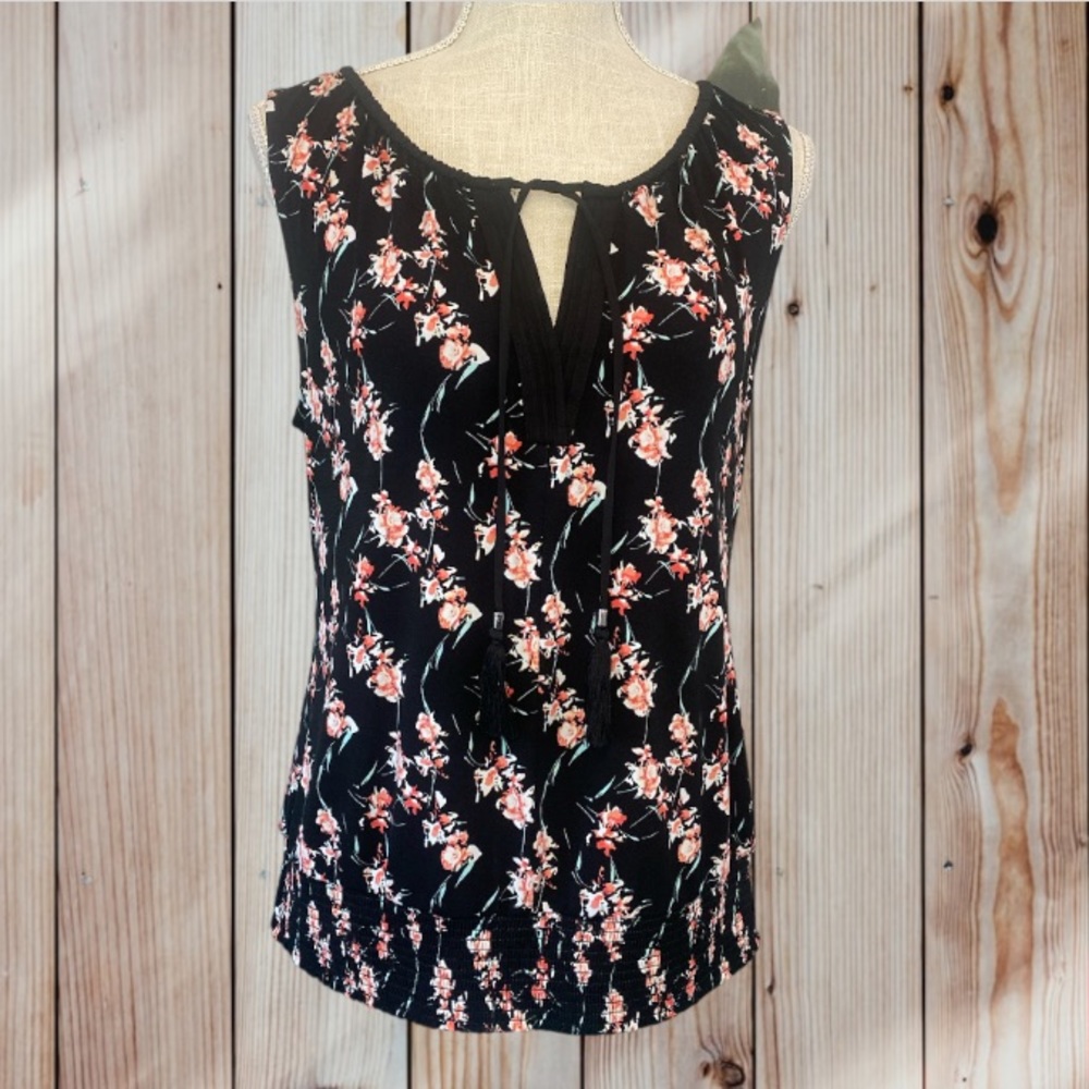 WHBM Smocked Waist Floral Blouse